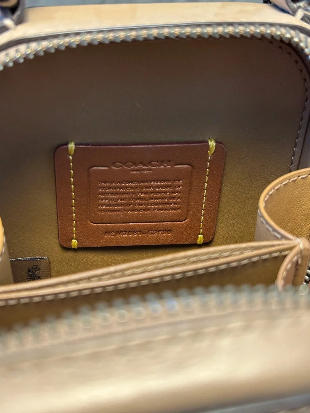 Coach Taupe Woven Leather Alie Crossbody Camera Bag Pouch Dark Chain